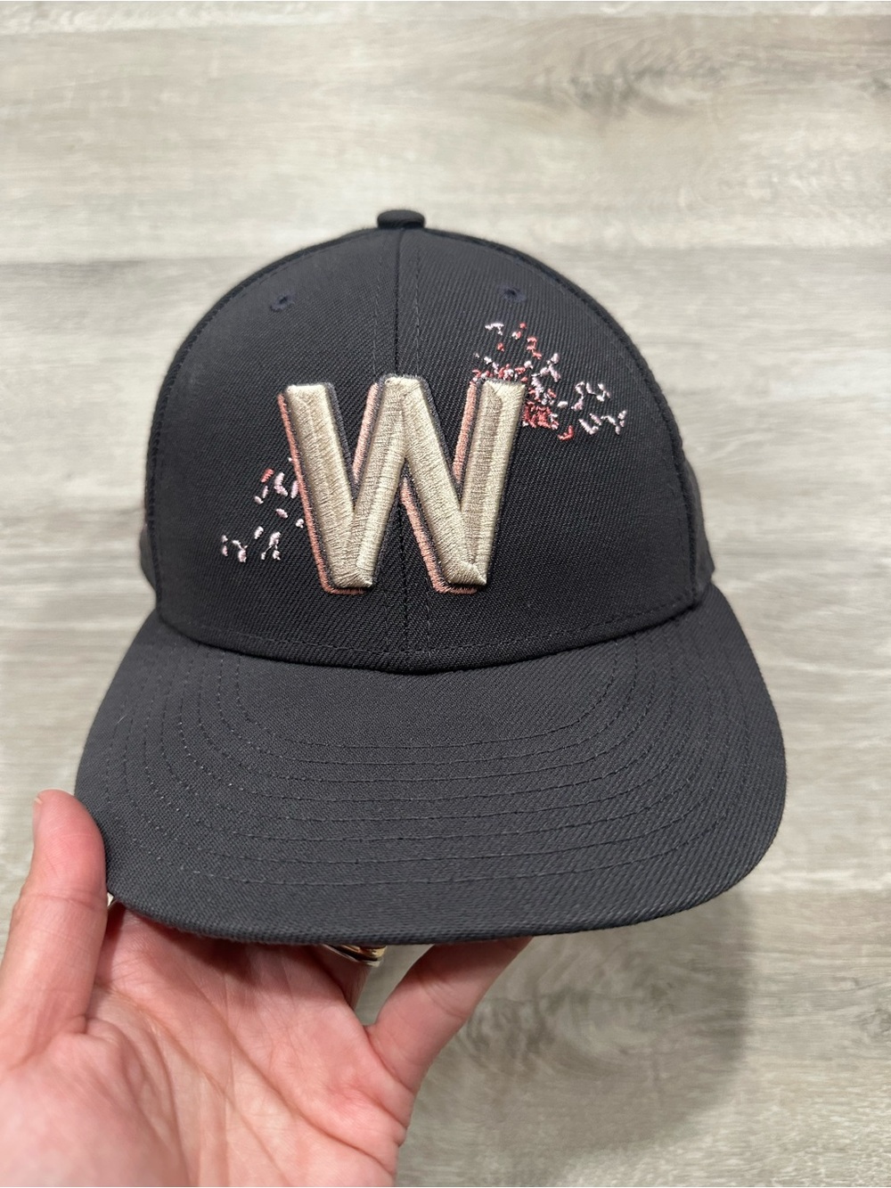 HT47 New Era Washington Nationals Cherry Blossom Hat Cap Size 7 Grey
